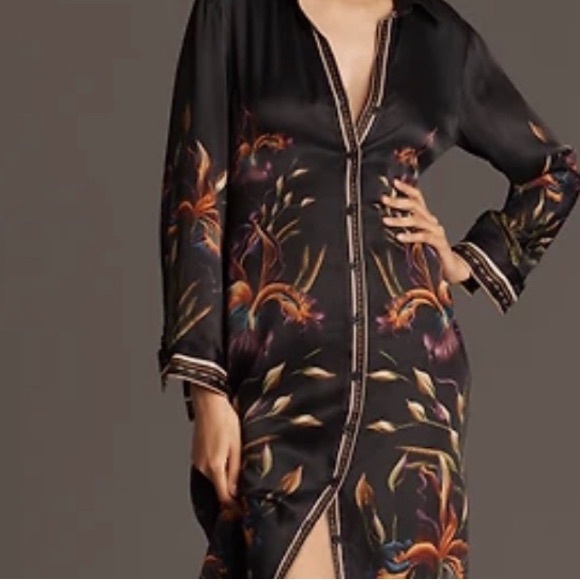 Bl-nk Ferlina Long-Sleeve 
Midi Shirt Dress
NWT
COLOR- Black Pattern - Picture 5 of 8